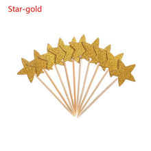 Load image into Gallery viewer, 20pcs/lot Lovely Glitter Heart Star Shape Cupcake Toppers Birthday Wedding Party Decoration Cake Topper Decoration Food Picks