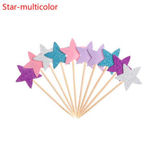 Load image into Gallery viewer, 20pcs/lot Lovely Glitter Heart Star Shape Cupcake Toppers Birthday Wedding Party Decoration Cake Topper Decoration Food Picks