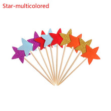 Load image into Gallery viewer, 20pcs/lot Lovely Glitter Heart Star Shape Cupcake Toppers Birthday Wedding Party Decoration Cake Topper Decoration Food Picks