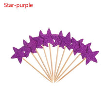 Load image into Gallery viewer, 20pcs/lot Lovely Glitter Heart Star Shape Cupcake Toppers Birthday Wedding Party Decoration Cake Topper Decoration Food Picks