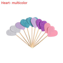 Load image into Gallery viewer, 20pcs/lot Lovely Glitter Heart Star Shape Cupcake Toppers Birthday Wedding Party Decoration Cake Topper Decoration Food Picks