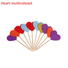 Load image into Gallery viewer, 20pcs/lot Lovely Glitter Heart Star Shape Cupcake Toppers Birthday Wedding Party Decoration Cake Topper Decoration Food Picks