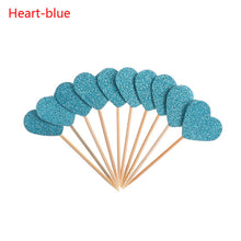 Load image into Gallery viewer, 20pcs/lot Lovely Glitter Heart Star Shape Cupcake Toppers Birthday Wedding Party Decoration Cake Topper Decoration Food Picks