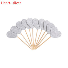 Load image into Gallery viewer, 20pcs/lot Lovely Glitter Heart Star Shape Cupcake Toppers Birthday Wedding Party Decoration Cake Topper Decoration Food Picks