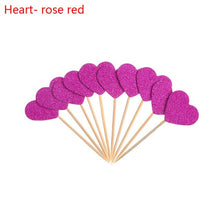Load image into Gallery viewer, 20pcs/lot Lovely Glitter Heart Star Shape Cupcake Toppers Birthday Wedding Party Decoration Cake Topper Decoration Food Picks