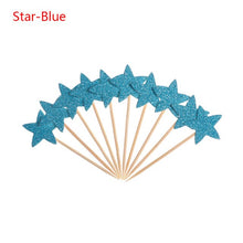 Load image into Gallery viewer, 20pcs/lot Lovely Glitter Heart Star Shape Cupcake Toppers Birthday Wedding Party Decoration Cake Topper Decoration Food Picks