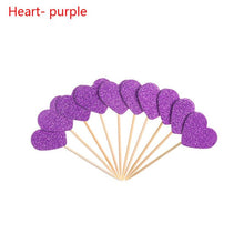 Load image into Gallery viewer, 20pcs/lot Lovely Glitter Heart Star Shape Cupcake Toppers Birthday Wedding Party Decoration Cake Topper Decoration Food Picks
