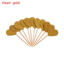 Load image into Gallery viewer, 20pcs/lot Lovely Glitter Heart Star Shape Cupcake Toppers Birthday Wedding Party Decoration Cake Topper Decoration Food Picks