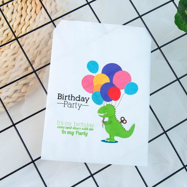 25pcs kraft paper happy birthday treat favor bags for Children's birthday party decorations candy popcorn buffet gift bag