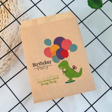 Load image into Gallery viewer, 25pcs kraft paper happy birthday treat favor bags for Children&#39;s birthday party decorations candy popcorn buffet gift bag