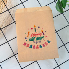 Load image into Gallery viewer, 25pcs kraft paper happy birthday treat favor bags for Children&#39;s birthday party decorations candy popcorn buffet gift bag