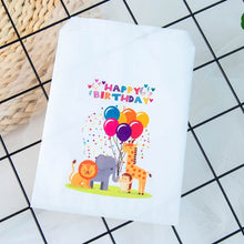 Load image into Gallery viewer, 25pcs kraft paper happy birthday treat favor bags for Children&#39;s birthday party decorations candy popcorn buffet gift bag