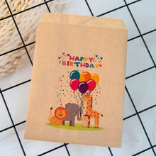 Load image into Gallery viewer, 25pcs kraft paper happy birthday treat favor bags for Children&#39;s birthday party decorations candy popcorn buffet gift bag