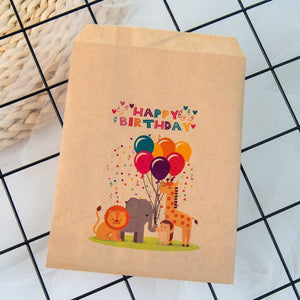 25pcs kraft paper happy birthday treat favor bags for Children's birthday party decorations candy popcorn buffet gift bag