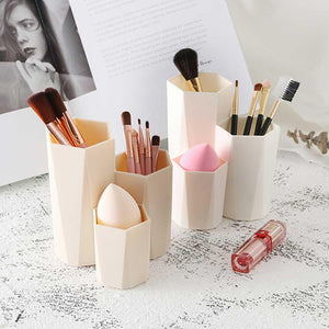 Makeup Organizer Plastic Makeup Box 3 Lattices Jewelry Cosmetics Brush Storage Box For Office Desk Stationery Organizers