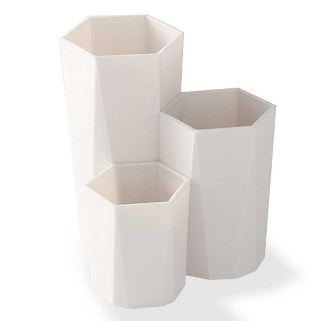 Makeup Organizer Plastic Makeup Box 3 Lattices Jewelry Cosmetics Brush Storage Box For Office Desk Stationery Organizers