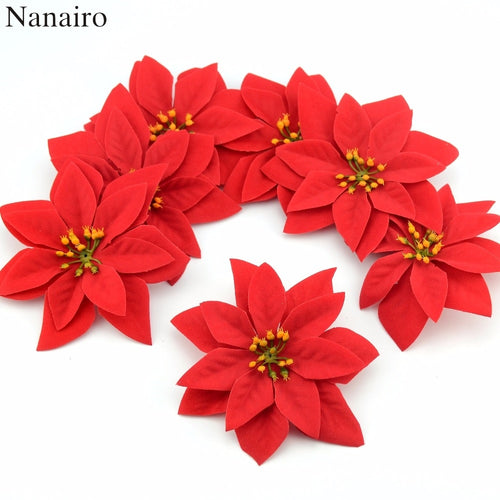 10pcs 14cm Flannel Large Artificial Rose Flower Heads For Home Wedding  Decoration Scrapbooking DIY Christmas Tree Silk Flowers