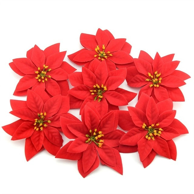 10pcs 14cm Flannel Large Artificial Rose Flower Heads For Home Wedding  Decoration Scrapbooking DIY Christmas Tree Silk Flowers
