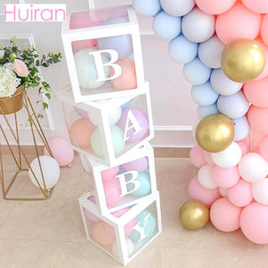 HUIRAN Girl Boy Baby Shower Decorations Transparent Box Baby 2 1st 1 One Birthday Party Decor Gift Babyshower Favors Supplies