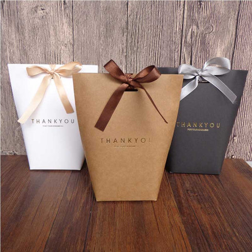 10pcs Black White Merci Thank You Gift Packaging Candy Kraft Paper Bag Cookie Gift Bags Wedding Dragee Gift Box Wrapping Supplie