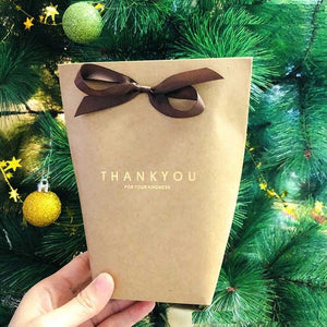 10pcs Black White Merci Thank You Gift Packaging Candy Kraft Paper Bag Cookie Gift Bags Wedding Dragee Gift Box Wrapping Supplie