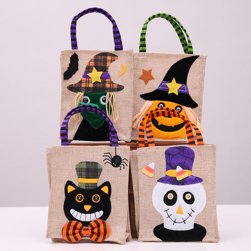 Halloween Linen candy Bag Tote bag gift box Package Halloween decoration props Supplies thank you Gift birthday Party Favor Bags