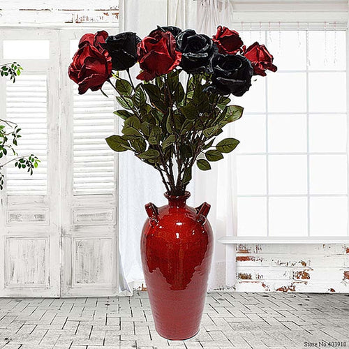 Big Australia Rose branch Artificial flowers black roses Silk fake Flowers For Home Hotel decor   DIY Wedding fall Decorations