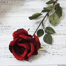Load image into Gallery viewer, Big Australia Rose branch Artificial flowers black roses Silk fake Flowers For Home Hotel decor   DIY Wedding fall Decorations