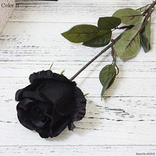 Load image into Gallery viewer, Big Australia Rose branch Artificial flowers black roses Silk fake Flowers For Home Hotel decor   DIY Wedding fall Decorations