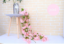Load image into Gallery viewer, 2.2 m cherry blossom branch rattan simulation flower wedding cherry blossom decoration home party plastic artificial fake flower