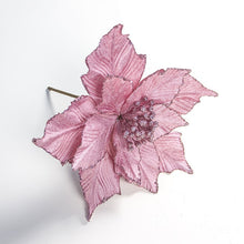 Load image into Gallery viewer, Large Artificial Flowers for Christmas Decor Glitter Poinsettia Fake Flowers DIY Home Xmas New Year Decoration Flower Wedding