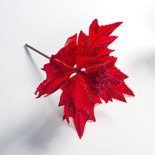 Load image into Gallery viewer, Large Artificial Flowers for Christmas Decor Glitter Poinsettia Fake Flowers DIY Home Xmas New Year Decoration Flower Wedding