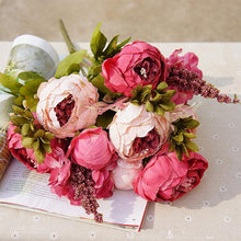 Load image into Gallery viewer, 1Bunch European Artificial Peony Decorative Party Silk fake Flowers Peonies For Home Hotel decor DIY Wedding Decoration wreath