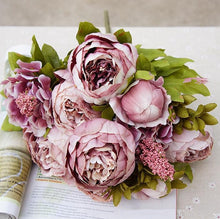Load image into Gallery viewer, 1Bunch European Artificial Peony Decorative Party Silk fake Flowers Peonies For Home Hotel decor DIY Wedding Decoration wreath