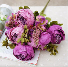 Load image into Gallery viewer, 1Bunch European Artificial Peony Decorative Party Silk fake Flowers Peonies For Home Hotel decor DIY Wedding Decoration wreath