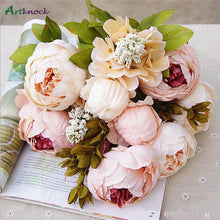 Load image into Gallery viewer, 1Bunch European Artificial Peony Decorative Party Silk fake Flowers Peonies For Home Hotel decor DIY Wedding Decoration wreath