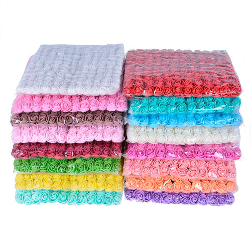 144pcs 2cm Mini Foam Rose Artificial Flower Bouquet Multicolor Rose Wedding Flower Decoration Scrapbooking Fake Rose Flower