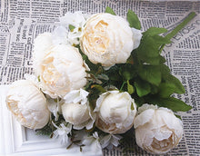 Load image into Gallery viewer, 1Bunch European Artificial Peony Decorative Party Silk fake Flowers Peonies For Home Hotel decor DIY Wedding Decoration wreath