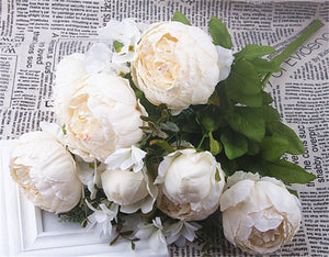 1Bunch European Artificial Peony Decorative Party Silk fake Flowers Peonies For Home Hotel decor DIY Wedding Decoration wreath
