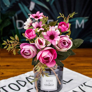 autumn fake tea rose silk flower fall Gerbera Daisy artificial plastic flower for wedding home accessories decoration room decor