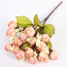 Load image into Gallery viewer, Autumn 15 heads/bouquet small bud roses bract artificial flower silk rose DIY wedding home Christmas decor flowers rose gift