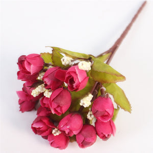 Autumn 15 heads/bouquet small bud roses bract artificial flower silk rose DIY wedding home Christmas decor flowers rose gift