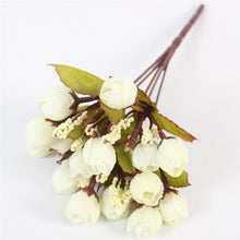 Load image into Gallery viewer, Autumn 15 heads/bouquet small bud roses bract artificial flower silk rose DIY wedding home Christmas decor flowers rose gift