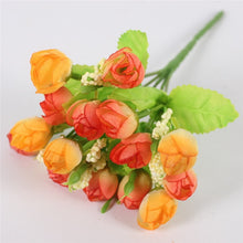 Load image into Gallery viewer, Autumn 15 heads/bouquet small bud roses bract artificial flower silk rose DIY wedding home Christmas decor flowers rose gift