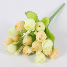 Load image into Gallery viewer, Autumn 15 heads/bouquet small bud roses bract artificial flower silk rose DIY wedding home Christmas decor flowers rose gift