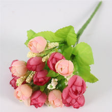 Load image into Gallery viewer, Autumn 15 heads/bouquet small bud roses bract artificial flower silk rose DIY wedding home Christmas decor flowers rose gift