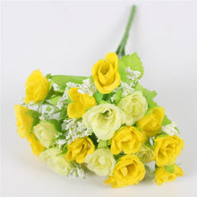 Load image into Gallery viewer, Autumn 15 heads/bouquet small bud roses bract artificial flower silk rose DIY wedding home Christmas decor flowers rose gift