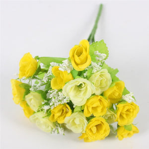 Autumn 15 heads/bouquet small bud roses bract artificial flower silk rose DIY wedding home Christmas decor flowers rose gift