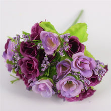 Load image into Gallery viewer, Autumn 15 heads/bouquet small bud roses bract artificial flower silk rose DIY wedding home Christmas decor flowers rose gift