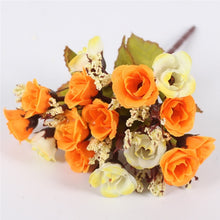 Load image into Gallery viewer, Autumn 15 heads/bouquet small bud roses bract artificial flower silk rose DIY wedding home Christmas decor flowers rose gift